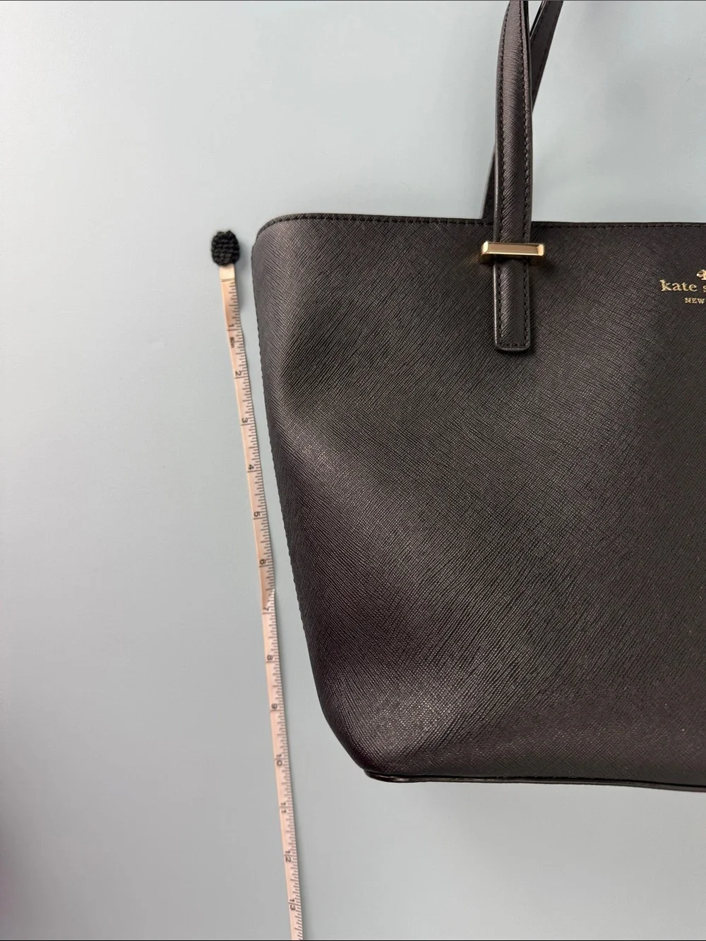 kate spade Cedar Street Black Saffiano Leather Tote with Gold Logo